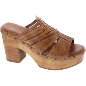 Bed Stu Shantel Tan Leather Platform Chunky Heal Clog Sandals New Sz 7